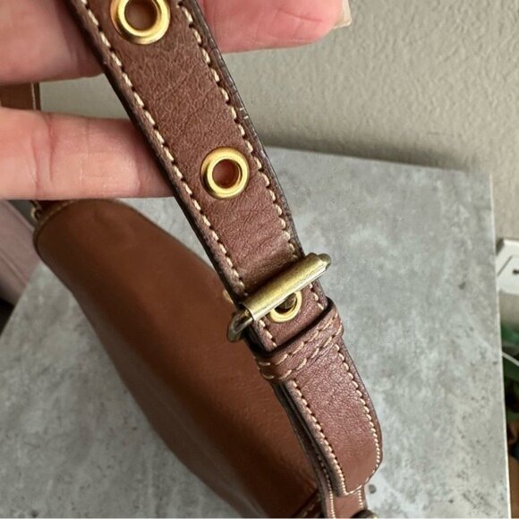 Etienne Aigner Brown Leather Bag Pocketbook Adjustable Strap Built-in Wallet VTG - Picture 6 of 13